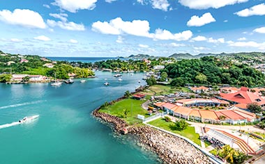 An aerial view over Castries, St Lucia